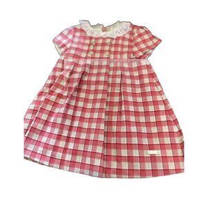 NWT Mayoral plaid dress with collar super soft‎ pink Buttons Up Back